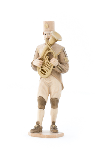 Bergmusikant mit Flügelhorn, 12 cm in gebeizt, Kunstgewerbeartikel - kein Kinderspielzeug