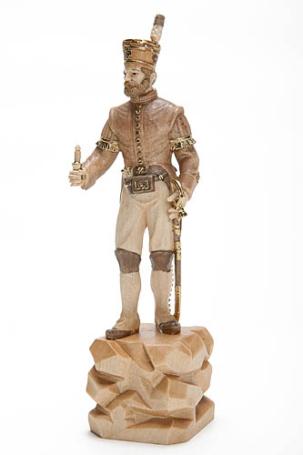 Schneeberger Bergmeister mit Licht, Höhe 16 cm, gebeizt,  Holzfigur, Kunstgewerbeartikel - kein Kinderspielzeug