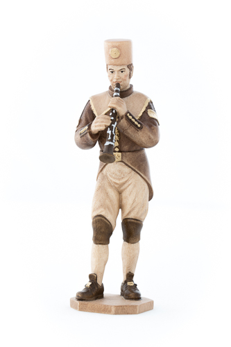 Bergmusikant mit Klarinette,12 cm in gebeizt,  Kunstgewerbeartikel - kein Kinderspielzeug