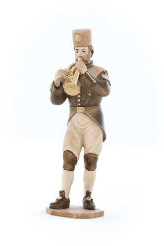 Bergmusikant mit Trompete, 12 cm in gebeizt, Kunstgewerbeartikel - kein Kinderspielzeug