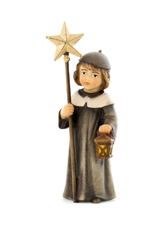 Kurrendesänger, Höhe 5 cm color mit Stern, Holzfigur, Kunstgewerbeartikel - kein Kinderspielzeug