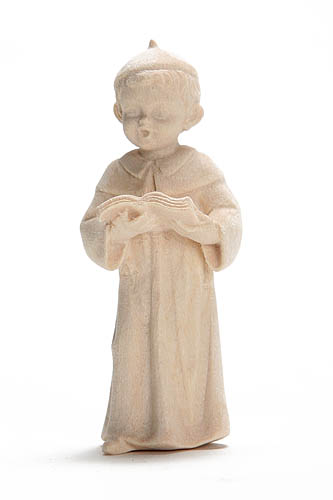 Kurrendesänger, Höhe 6 cm naturbelassen, Junge mit kurzem Haar,  Holzfigur, Kunstgewerbeartikel - kein Kinderspielzeug