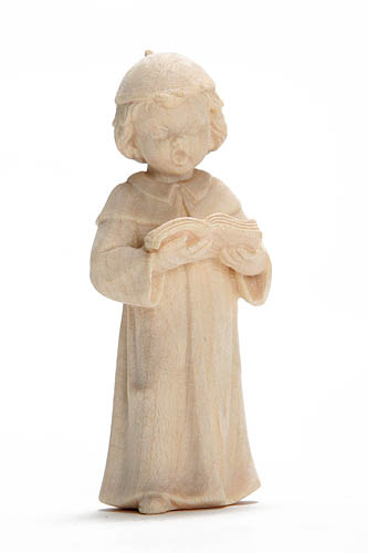 Kurrendesänger, Höhe 5 cm naturbelassen, Junge mit langem Haar,  Holzfigur, Kunstgewerbeartikel - kein Kinderspielzeug