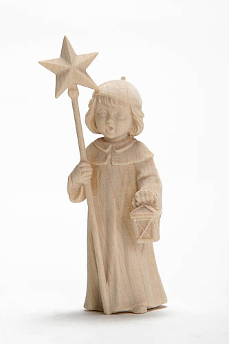 Kurrendesänger, Höhe 6 cm naturbelassen, mit Stern,  Holzfigur, Kunstgewerbeartikel - kein Kinderspielzeug