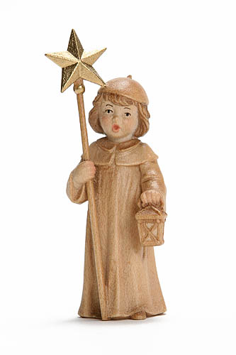 Kurrendesänger, Höhe 6 cm gebeizt mit Stern,  Holzfigur, Kunstgewerbeartikel - kein Kinderspielzeug