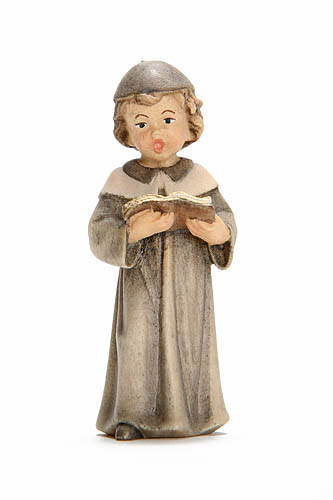Kurrendesänger, Höhe 5 cm coloriert,  Junge mit langem Haar,  Holzfigur, Kunstgewerbeartikel - kein Kinderspielzeug