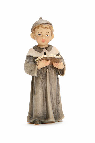 Kurrendesänger, Höhe 5 cm coloriert,  Junge mit kurzem Haar,  Holzfigur, Kunstgewerbeartikel - kein Kinderspielzeug