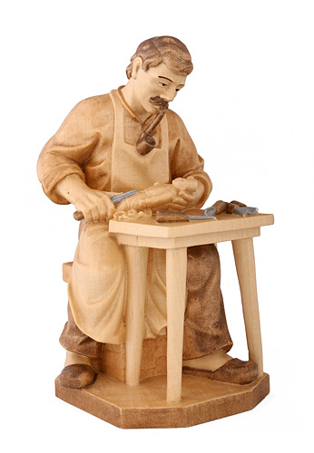 Schnitzer, Höhe 6,5 cm gebeizt,  Holzfigur, Kunstgewerbeartikel - kein Kinderspielzeug