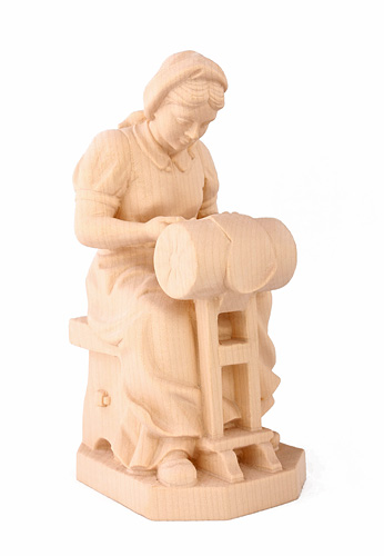 Klöpplerin, Höhe 8 cm naturbelassen,  Holzfigur, Kunstgewerbeartikel - kein Kinderspielzeug